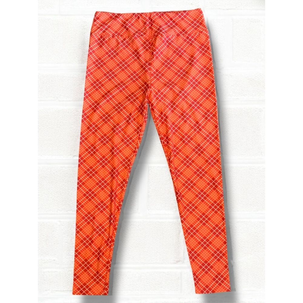 LuLaRoe Womens TC Red Pink White Plaid Leggings Loungewear Comfy Leisurewear NWT